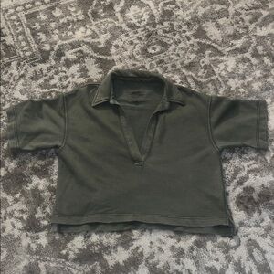 aerie Olive Green Short-Sleeve Polo Top